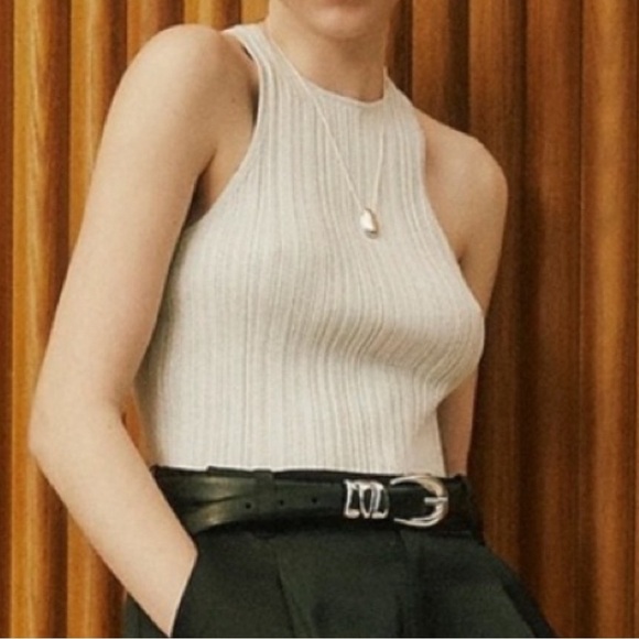 Madewell The Signature Shimmer Silver Knit Cutaway Sweater Tank Size Small - Picture 1 of 5